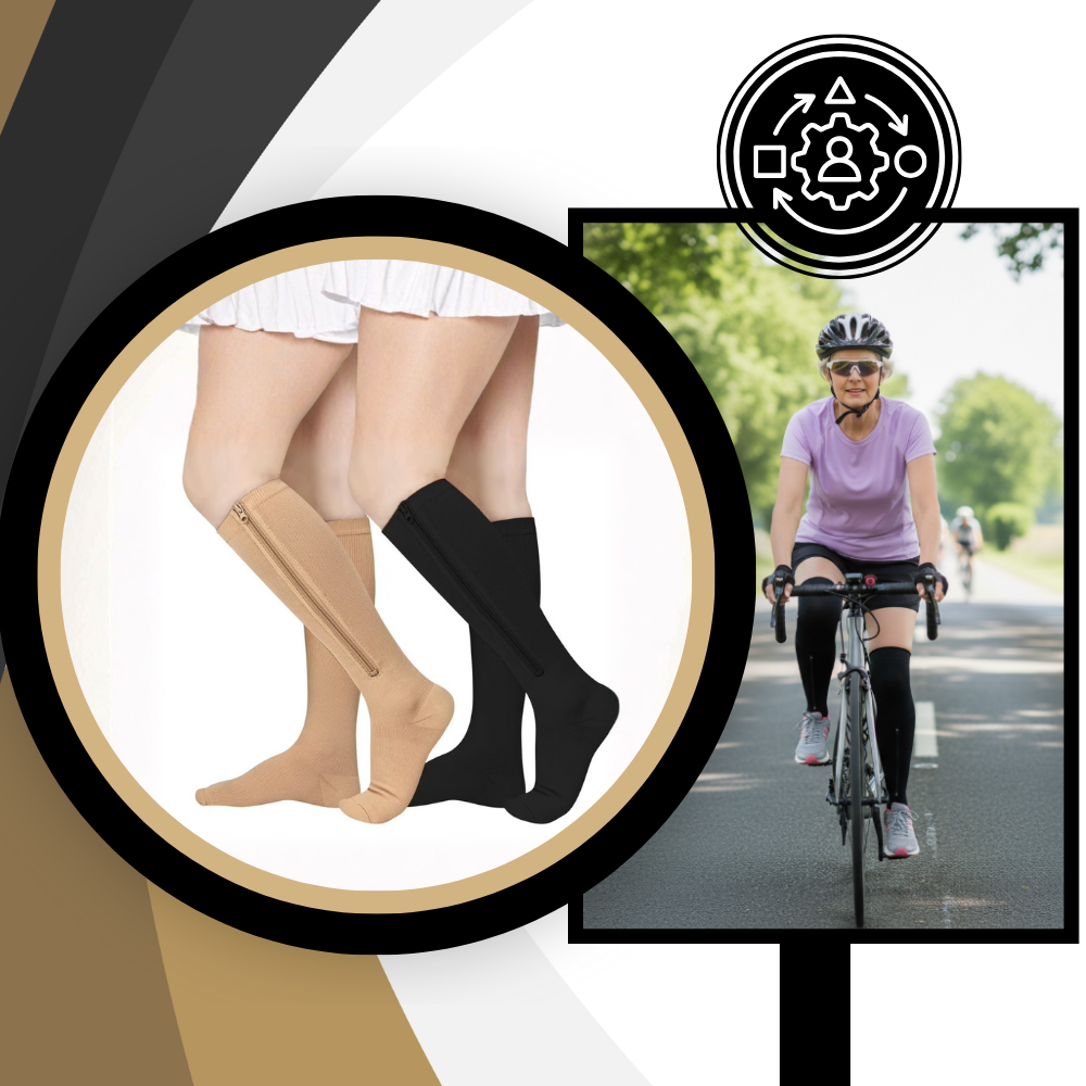 Chaussettes de compression montantes aux genoux avec fermeture éclair